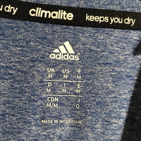 Adidas Climalite Blue Workout Short Sleeve Shirt - Picture 3 of 6